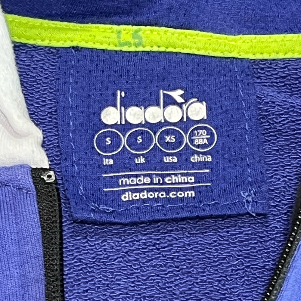 DIADORA HD Sweat Be One Full Zip Blue Hoodie Casual Activewear Mens Size XS - Picture 3 of 10
